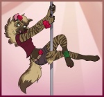 anthro clothed clothing colored_nails dancing digitigrade female flower green_eyes nails piercing plant pole pole_dancing solo ricket gina_(darkspot) hyena mammal striped_hyena 2015