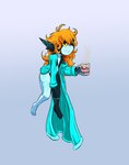 arm_tattoo beverage black_body body_tattoo clothing coffee coffee_cup coffee_mug container cup ear_tattoo female floating hair messy_clothing messy_hair multicolored_body not_furry orange_hair pointy_ears red_eyes robe robe_only sleeping_gown solo tattoo teal_body tired tired_expression tired_eyes tired_look yellow_sclera geminart nintendo the_legend_of_zelda twilight_princess midna human humanoid imp mammal twili 2023 absurd_res digital_drawing_(artwork) digital_media_(artwork) digital_painting_(artwork) hi_res