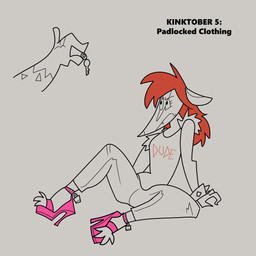 ambiguous_gender anthro clothed clothing feminization footwear hair high_heels lock male padlock red_hair shoes rusheloc kinktober kinktober_2025 robin_(rusheloc) american_opossum hyena mammal marsupial virginia_opossum 1:1 2025 hi_res