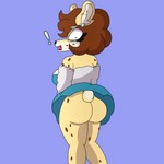 anthro big_breasts big_butt breasts butt clothed clothing curvy_figure ear_piercing female piercing raised_clothing shocked solo tail thick_thighs wardrobe_malfunction honibnuuy darline_(honibnuuy) deer mammal 1:1 hi_res