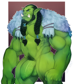 balls biceps fangs foreskin genitals green_body green_skin humanoid_pointy_ears male muscular muscular_humanoid muscular_male nipples pecs penis pointy_ears solo teeth vein veiny_penis leelikessmut blizzard_entertainment warcraft thrall_(warcraft) humanoid orc absurd_res hi_res