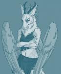 anthro antlers breasts clothed clothing female fur horn looking_at_viewer medium_breasts solo standing wings adeloo mythology dragon furred_dragon furred_scalie mythological_creature mythological_scalie scalie hi_res