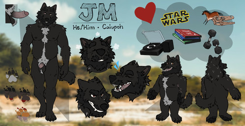 anthro ball_tuft balls beard black_body black_fur black_penis bone brown_eyes dumbbell erection eyes_closed facial_hair flaccid front_view fur genitals grey_body grey_fur heart_symbol humanoid_genitalia humanoid_penis male male_anthro musclegut muscular muscular_anthro muscular_male nipples nude nude_anthro nude_male open_mouth open_smile penis pink_penis rear_view record_player skull slightly_chubby slightly_chubby_anthro slightly_chubby_male smile smiling_at_viewer solo standing tail teeth tongue tuft vinyl_record weights labradorszn star_wars calupoh canid canine canis domestic_dog mammal 2026 headshot_portrait hi_res model_sheet portrait