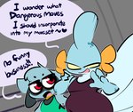 anthro dialogue duo female fighting_ring heart_symbol male open_mouth red_eyes text wrestling wrestling_outfit 1upgobbo nintendo pokemon anubis_(1upgobbo) noh_(1upgobbo) generation_3_pokemon generation_4_pokemon mudkip pokemon_(species) riolu 2024 english_text hi_res