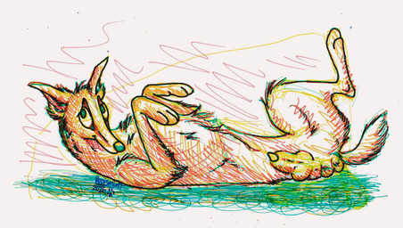 3_legs abstract_background amputee anatomically_correct anatomically_correct_genitalia anatomically_correct_penis animal_genitalia animal_penis balls canine_genitalia canine_penis disability feral genitals knot_in_sheath lying male missing_leg on_back paws penis penis_tip raised_paw scribbles sheath smile solo regsmutt canid canine canis domestic_dog mammal mixed_breed 2026 hi_res pen_(artwork) traditional_media_(artwork)