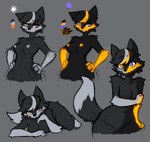 3_toes 5_fingers anthro areola black_body black_fur dialogue eyebrow_through_hair eyebrows feet female fingers fur grey_areola grey_body grey_fur grey_nipples hair hands_on_hips lying navel nipples on_front orange_areola orange_body orange_eyes orange_fur orange_nipples purple_eyes speech_bubble text toes translucent translucent_hair mewgle canid canine fox mammal 2025 english_text hi_res