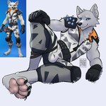 alternate_form anthro athletic athletic_anthro athletic_male bandage bandaged_leg barefoot belt blue_eyes bulge camo camo_clothing camo_print clothed clothed_anthro clothed_male clothing feet foot_fetish foot_focus fur gloves handwear hindpaw knee_pads lying male male_anthro on_side pattern_clothing pawpads paws shoulder_pads snow solo spiked_shoulder_pads spikes white_body white_clothing white_fur zipper diamobster epic_games fortnite volpez_(fortnite) arctic_fox canid canine fox mammal true_fox 1:1 artist_name digital_media_(artwork) hi_res