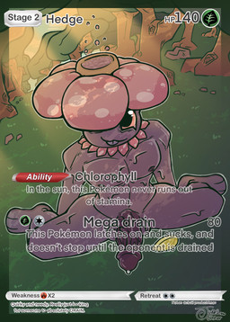 anthro big_penis blue_sky bodily_fluids exposed forest forest_background fungus genitals glistening glistening_body glistening_chest grin male mushroom nature nature_background nude nude_male penis petals plant pokemon_card pose posing_for_picture posing_for_the_viewer posing_nude red_eyes sky smile solo spores spread_legs spreading sweat sweatdrop text thick_thighs tongue tongue_out tree vein veiny_penis judasthesinner nintendo pokemon generation_1_pokemon pokemon_(species) vileplume english_text hi_res