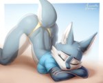 all_fours anthro ass_up blue_body butt clothed clothing eyes_closed female shirt simple_background solo topwear underwear azuretto illumination_entertainment sing_(movie) porsha_crystal arctic_wolf canid canine canis mammal wolf 5:4 absurd_res hi_res