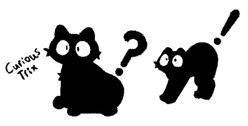 ambiguous_gender black_body black_fur exclamation_point feral fur question_mark solo tail unusual_anatomy unusual_tail clockstops3am conditional_dnp domestic_cat felid feline felis mammal black_and_white hi_res monochrome