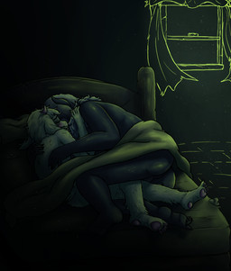 5_toes anthro balls bedding bedroom blanket blinds blush butt clothed clothing dark_room duo dust feet fur genitals happy heart_pawpads heart_symbol horn hug hugging_another long_ears male male/male melancholic mostly_nude overweight overweight_male pawpads perineum pink_horn romantic romantic_ambiance romantic_couple shaved_fur skimpy sleeping smile toes vignette white_body white_fur window bklocom deltarune undertale_(series) ralsei sindri_myr bovid caprine darkner goat horned_humanoid humanoid mammal mooncalf_(sindri_myr)