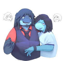 anthro beard blue_body body_swap duo facial_hair hair long_hair male male/male slightly_chubby slim sonninng03 mythology alexander_bite_(character) bastian_turing dragon lizard mythological_creature mythological_scalie reptile scalie absurd_res hi_res