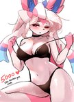 anthro big_breasts breast_squish breasts clothing female glistening glistening_body solo squish underwear undressing mrfangtastik nintendo pokemon eeveelution generation_6_pokemon pokemon_(species) sylveon absurd_res hi_res