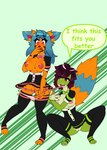 anthro clothed clothing duo female female/female legwear maid_uniform open_clothing tail thigh_highs tongue tongue_out uniform softpawcafe lilly_(softpawcafe) sasha_(softpawcafe) amphibian domestic_cat felid feline felis frog mammal hi_res