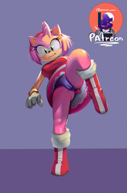 anthro boots bracelet camel_toe clothing dress eyelashes female footwear fur gloves green_eyes handwear jewelry panties pink_body pink_fur purple_background raised_leg shoes simple_background smile smiling_at_viewer solo spread_legs spreading tail tan_body tan_skin underwear darkink_nsfw sega sonic_the_hedgehog_(series) amy_rose eulipotyphlan hedgehog mammal hi_res