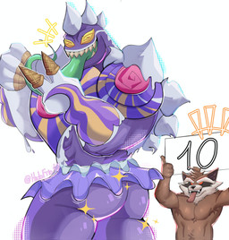 anthro big_butt bottomwear butt candy clothing dancewear dessert duo food frosting male male/male muscular muscular_anthro muscular_male pecs simple_background skirt spiral spiral_eyes tongue tongue_out tutu friohielo10 guardians_of_the_galaxy marvel marvel_rivals gummy_surprise_venom_(marvel_rivals) rocket_raccoon venom_(marvel) mammal procyonid raccoon symbiote hi_res