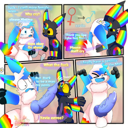 anthro big_penis blue_penis bodily_fluids crying dialogue duo feral genitals hug huge_penis male male/male penis profanity tears text winner xevie_eevee_(artist) nintendo pokemon fan_character lipe_(character) xevie_eevewhite_(character) eevee eeveelution generation_1_pokemon generation_2_pokemon pokemon_(species) umbreon 1:1 broken_language comic english_text hi_res