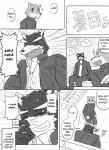 anthro canid canine canis clothing comic cotton_(artist) dialogue domestic_dog duo english_text fur greyscale male mammal monochrome natsume_(tooboe_bookmark) nitobe text tooboe_bookmark