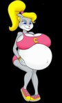 anthro belly big_belly breasts female hair ponytail pregnant pregnant_anthro pregnant_female solo riddleaugust conker's_bad_fur_day rareware berri chipmunk ground_squirrel mammal rodent sciurid 3:5 hi_res