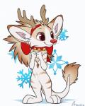 anthro collar feet fingers fur red_eyes red_nose smile solo toes white_body white_fur aseethe seraph_(oldmancassius) canid canine fennec_fox fox mammal true_fox 2019 digital_media_(artwork)