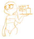 anthro bandeau bikini butthurt clothed clothing ears_down female flat_chested frown holding_object lotion lube midriff navel ointment pivoted_ears servant sign simple_background skimpy solo swimwear text topwear tray two-piece_swimsuit white_background alec8ter conditional_dnp disney zootopia judy_hopps lagomorph leporid mammal rabbit 2016 english_text monochrome orange_and_white reaction_image sketch