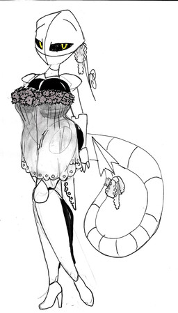 3_fingers accessory antennae_(anatomy) bald big_breasts black_eyebrows black_sclera bow_(feature) bow_accessory bow_ribbon breasts clothed clothing curved_eyebrows dark_pupils dark_sclera eyebrows female fingers footwear frilly frilly_accessory frilly_bow frilly_ribbon fur_trim_(clothing) furgonomics high_heels iris lingerie looking_at_viewer machine not_furry pose pupils ribbons shoes simple_background solo standing tail tail_accessory tail_bow tail_ribbon yellow_eyes anonymousinvader24 invader_zim nickelodeon fan_character orchid_(anonymousinvader24) alien alien_humanoid humanoid irken robot hi_res painting_(artwork) sketch spot_color traditional_media_(artwork) traditional_painting_(artwork) traditional_watercolor_(artwork) watercolor_(artwork)
