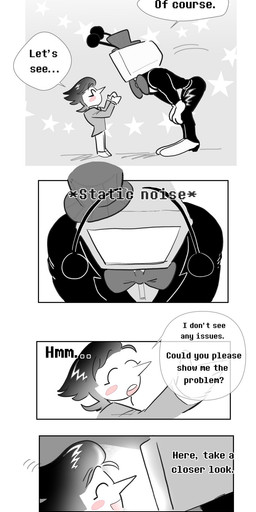 clothing dialogue duo electronics for_a_head hair hat headgear headwear male not_furry open_mouth screen screen_face simple_background speech_bubble television text spmtnlove deltarune undertale_(series) spamton_g._spamton tenna_(deltarune) addison_(deltarune) darkner humanoid object_head screen_head tv_head comic digital_media_(artwork) english_text hi_res