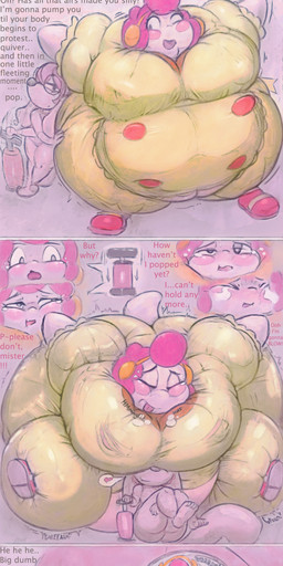 anthro apron belly big_breasts big_butt blush bodily_fluids breasts breath bursting butt close_to_bursting clothing dominant dominant_male dress duo electronics evil_grin explosion eyewear female genitals glasses growth headphones huge_breasts huge_butt humiliation immobile inflation laugh male male/female nipples overweight panting popping pumping round_body rubbing scared smile tears teasing text torn_clothing vulva overflo207 flo_(overflo207) avian bird canid canine canis domestic_dog humanoid mammal penguin absurd_res english_text hi_res