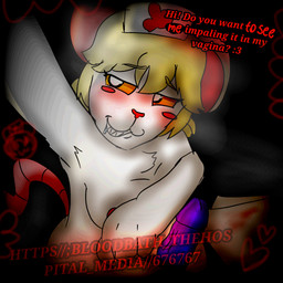 anthro bleak_ambiance blonde_hair breasts covering covering_breasts dildo doctor female fur hair looking_at_viewer mouse_tail prostitution selfie sex_toy sharp_teeth smile smirk solo teeth white_body white_fur yellow_eyes ajosephsumcreep terrible_mouse lorna_(terrible_mouse) hybrid mammal mouse murid murine rodent 1:1 hi_res