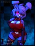 5_fingers anthro black_border blush border breasts buckteeth clothing crossgender eyebrows female fingers looking_at_viewer mtf_crossgender solo teeth zentaisfm five_nights_at_freddy's fredina's_nightclub scottgames bonnie_(cally3d) bonnie_(fnaf) lagomorph leporid mammal rabbit 2022 3d_(artwork) digital_media_(artwork) hi_res