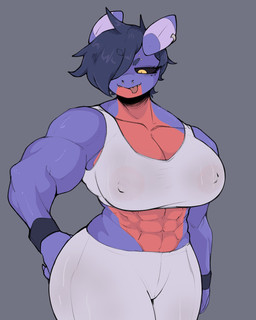abs anthro areola_visible_through_clothing big_breasts black_sclera bottomwear bra breasts clothing facial_piercing female grey_background hair hair_over_eye muscular muscular_female nipple_outline nipples_visible_through_clothing pants piercing simple_background solo sports_bra tomboy tongue underwear yellow_eyes setymus mythology nintendo pokemon dragon gabite generation_4_pokemon mythological_creature mythological_scalie pokemon_(species) scalie 2025 hi_res
