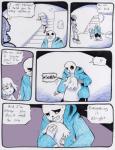 aftertale animated_skeleton bodily_fluids bone clothed clothing comic crying dialogue ellipsis english_text exclamation_point frisk_(undertale) gloves handwear hi_res hug human humanoid loverofpiggies male mammal not_furry papyrus_(undertale) sans_(undertale) skeleton stairs tears teeth text undead undertale undertale_(series) underwear