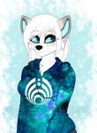 anthro chest_tuft clothed clothing female fur hair solo standing tuft northfelle tundra_(polarlights) canid canine mammal watermark