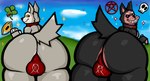 anthro big_butt black_body black_fur bulge butt clothing collar duo fur headpat huge_butt looking_at_viewer looking_back male male/male petting presenting presenting_hindquarters shaking_butt simple_background smile tail text thick_thighs underwear gayguyfella creepypasta smile.dog canid canine canis domestic_dog husky mammal nordic_sled_dog spitz 2d_animation animated english_text short_playtime