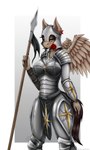 anthro armor bedroom_eyes blush boob_armor bottomwear breastplate breasts brown_body brown_eyes brown_fur brown_hair clothing cuirass cuisse female flower flower_in_mouth fur hair headgear helmet loincloth looking_at_viewer medieval_armor melee_weapon narrowed_eyes pauldron plackart plant plate_armor polearm poleyn rerebrace rose_(flower) seductive solo spear standing vambrace weapon wings shamziwhite friendship_is_magic hasbro my_little_pony mythology fan_character royal_guard_(mlp) equid equine mammal mythological_creature mythological_equine pegasus 2023 3:5 dated hi_res portrait shaded signature soft_shading three-quarter_portrait