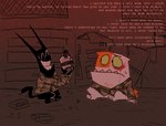 alternate_universe anthro blood blood_on_face bodily_fluids duo explosives grawlixes grin holding_object holding_weapon looking_at_another male military smile text war weapon worried cutoffcutiemark catscratch gear_(doug_tennapel) geer_(cutoffcutiemark) nickelodeon gordon_quid mr._blik domestic_cat felid feline felis mammal english_text hi_res