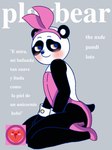 anthro biped black_body black_nose blush bunny_costume clothing costume fake_ears fake_rabbit_ears footwear high_heels parody shoes solo text white_body charlot26889466 playboy unicorn_wars pandi_(unicorn_wars) bear giant_panda mammal 2023 3:4 cover magazine_cover spanish_text translated