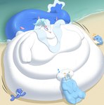 ambiguous_gender anthro beach belly big_belly big_breasts big_tail black_eyes black_sclera blue_body blue_hair blue_heart blue_nose blue_sclera blue_tail blush bodily_fluids breasts chubby_cheeks fangs fat_rolls female feral group hair hand_on_another's_belly hand_on_belly heart_symbol high-angle_view huge_belly huge_breasts huge_tail hyper hyper_belly hyper_breasts hyper_tail long_teeth lying_on_another morbidly_obese morbidly_obese_female morbidly_obese_feral motion_lines multicolored_body obese obese_female obese_feral open_mouth open_smile outside overweight overweight_female overweight_feral pink_mouth pink_nose pink_tongue sand sea smile sweat sweatdrop sweaty_belly tail tan_body teeth thick_tail tongue two_tone_body water weight_gain white_body white_eyes white_hair yellow_eyes hgh-pine nintendo pokemon generation_3_pokemon generation_7_pokemon mammal marine pinniped pokemon_(species) popplio primarina sea_lion seal spheal walrein walrus 2024 colored digital_media_(artwork) hi_res japanese_description shaded