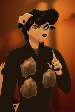 anthro bullet_hole clothing impact_effect liquid_metal male markings menancing police police_uniform raised_finger spots spotted_body uniform cinderwishes terminator_(franchise) jim_kruger canid canine canis dalmatian domestic_dog mammal t-1000_series_(terminator) hi_res