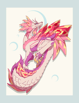 ambiguous_gender blue_border blue_eyes border claws colored_nails feral nails pawpads paws pink_body solo tail white_body yellow_nails adetuddymax capcom monster_hunter mythology dragon leviathan_(mh) mizutsune mythological_creature mythological_scalie scalie absurd_res hi_res