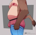 anthro bottomwear boxer_briefs briefs bulge butt clothing denim denim_bottomwear denim_clothing jeans male overweight overweight_male pants pulling_up_pants slightly_chubby slim solo underwear saintbullart tight_pants_(meme) bovid bovine cattle mammal animated hi_res meme short_playtime