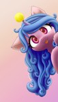 :3 ball blep blue_hair female feral gradient_background hair horn long_hair looking_at_viewer purple_eyes purple_sclera simple_background smile solo tennis_ball tennis_ball_on_horn tongue tongue_out symbianl hasbro mlp_g5 my_little_pony mythology izzy_moonbow_(mlp) equid equine mammal mythological_creature mythological_equine unicorn 2021 9:16 absurd_res digital_media_(artwork) hi_res