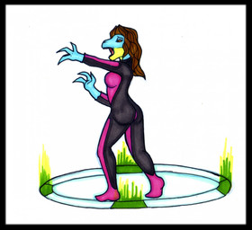 3_fingers anthro big_breasts black_border blue_body blue_scales bodysuit border breasts brown_eyes brown_hair claws clothing female feral fingers green_light hair long_hair looking_at_hand mid_transformation moan open_mouth pupils scales side_view simple_background skinsuit snout solo species_transformation standing surprised technology teeth tight_clothing tongue torn_clothing transformation transformation_through_technology wavy_hair white_background ivanks european_mythology mythology dragon mythological_creature mythological_scalie reptile scalie western_dragon wyvern