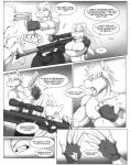big_breasts blood breasts claws comic dialog dog_tags english_text equine eyewear female fish glasses gloves gun horse male mammal marine nipples ranged_weapon shark sweat text topless transformation weapon xpray
Rating: Questionable
Score: 4
User: TheHuskyK9
Date: April 22, 2014