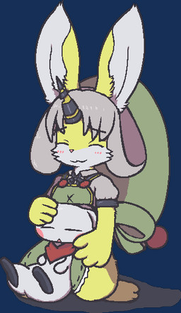anthro duo female feral simple_background transparent_background oagoner cyberconnect2 drecom full_bokko_heroes jumping_rabbit almiraj_(full_bokko_heroes) tsukitate lagomorph leporid mammal rabbit aliasing alpha_channel digital_media_(artwork)