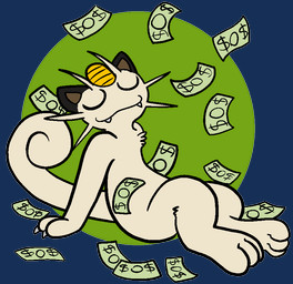 3_toes ambiguous_gender anthro biped chest_tuft claws eyes_closed fangs feet fur money simple_background sitting solo tan_body tan_fur teeth toes tuft whiskers trout_(artist) nintendo pokemon felid generation_1_pokemon mammal meowth pokemon_(species) 2017 aliasing alpha_channel digital_media_(artwork)
