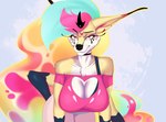 4_arms anthro breasts cleavage_cutout clothing cutout female looking_at_viewer multi_arm multi_limb simple_background solo topwear magpie_igor helluva_boss queen_bee-lzebub_(helluva_boss) arthropod canid canine demon fox insect mammal 2023 hi_res