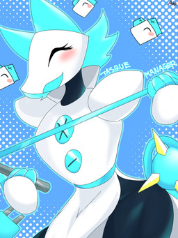 anthro black_body female group machine smile text whip ankk deltarune undertale_(series) tasque_manager darkner felid feline mammal robot tasque 3:4 hi_res