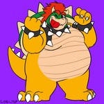 anthro horn male moobs overweight overweight_male solo tail tongue tongue_out lobi_top mario_bros mythology nintendo bowser dragon mythological_creature mythological_scalie reptile scalie turtle 1:1 hi_res