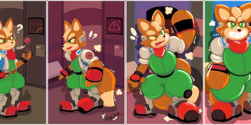 inflatable inflatable_transformation male male/male solo transformation transformation_sequence pixel_star nintendo star_fox fox_mccloud canid canine fox mammal hi_res